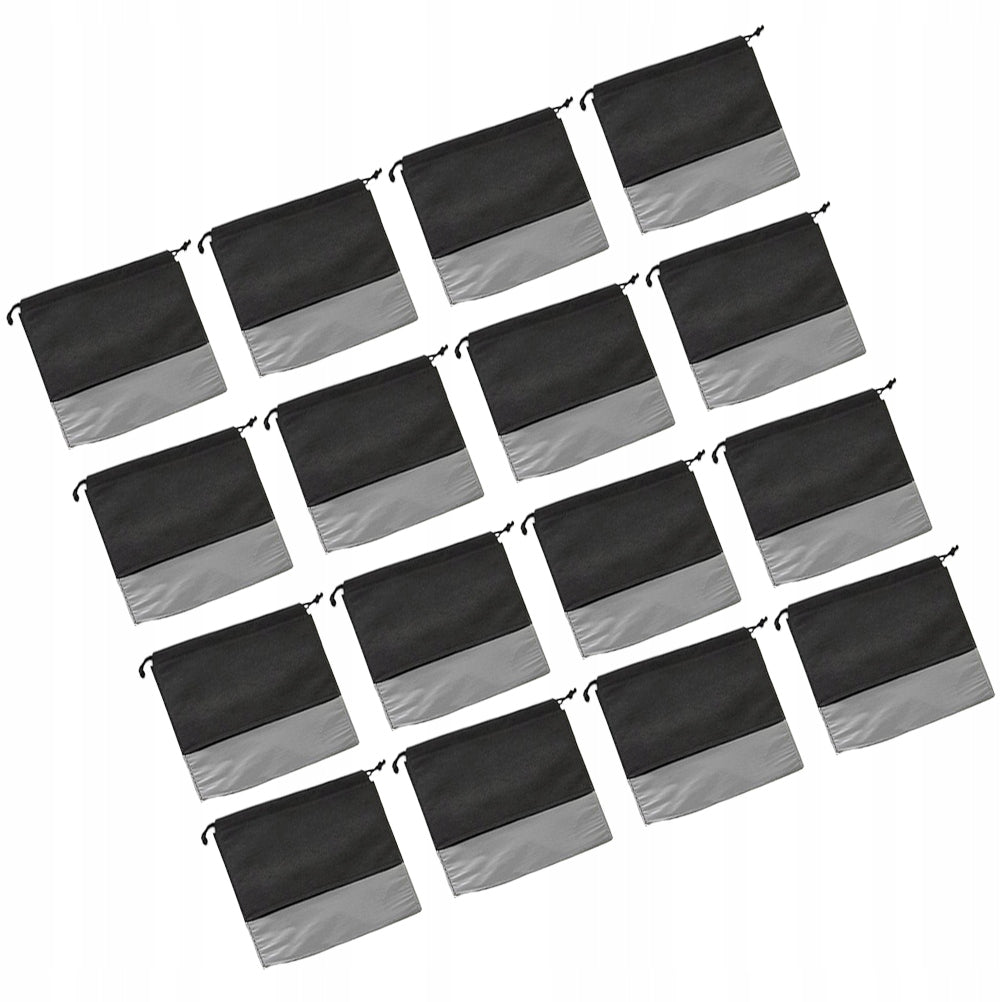 24Pcs Black Non-Woven Drawstring Shoe Bags with Transparent Window