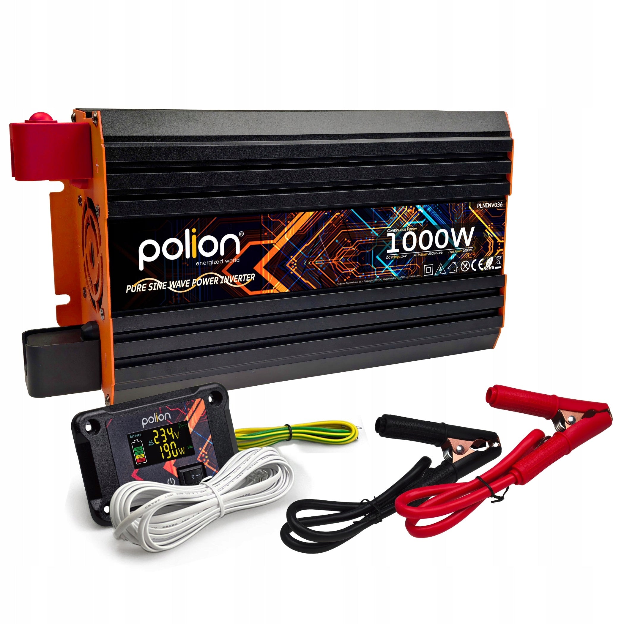 24V/230V car inverter Polion 1000W pure sine