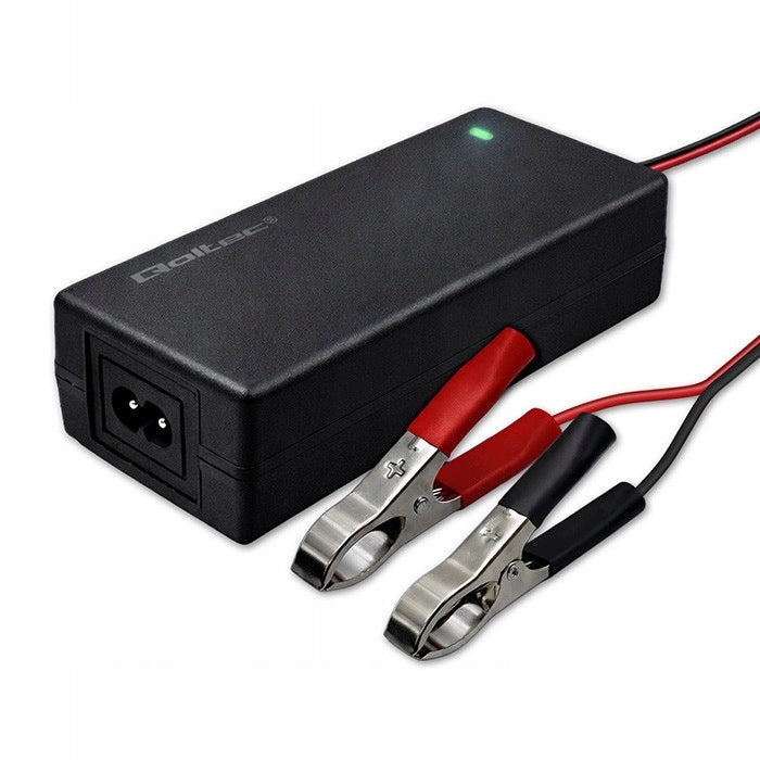 24V 2A 48W Automatic Battery Charger for AGM, GEL, STD with LED, 1.8m Cable - Qoltec