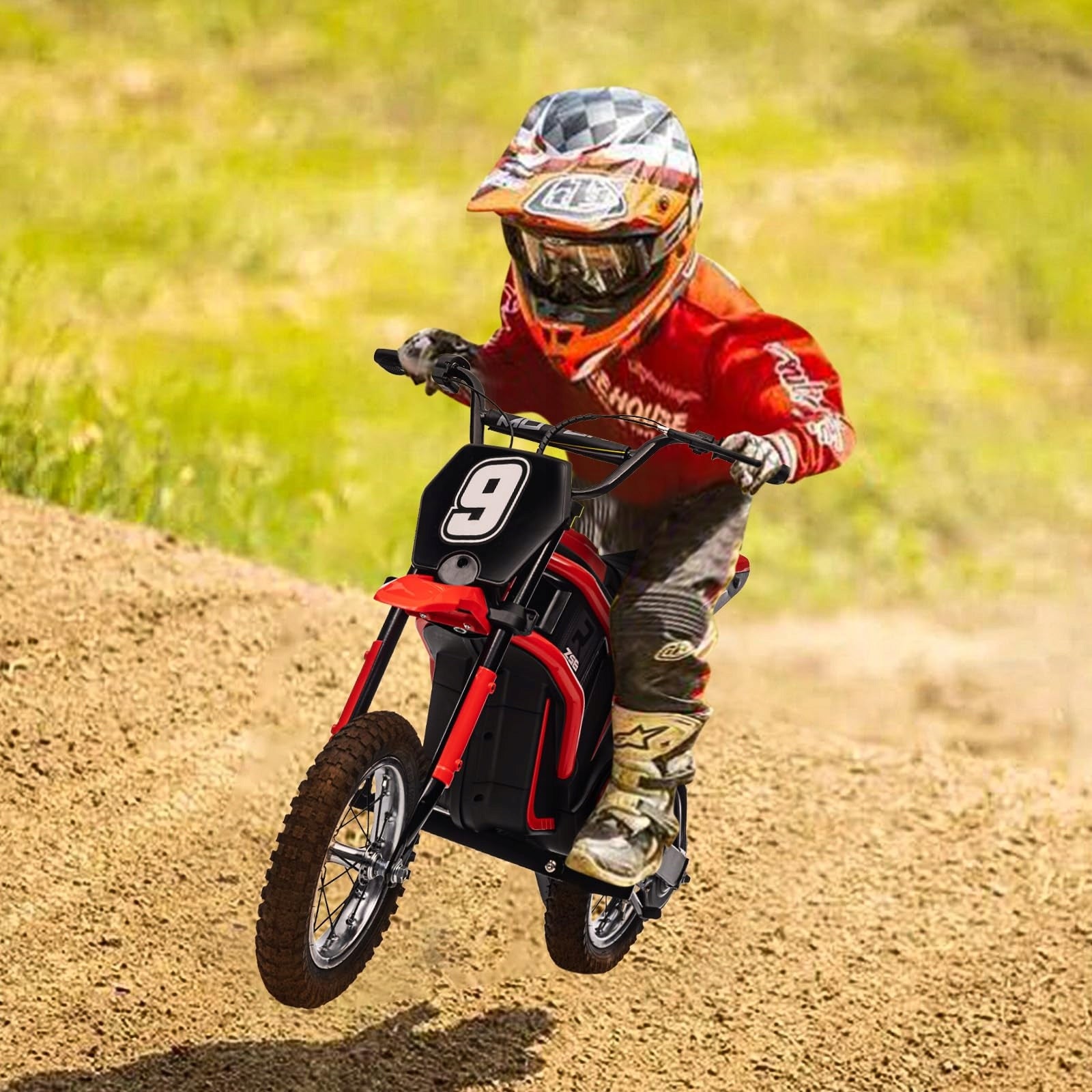 24V 350W Kids Electric Motorcycle, 3 Speed, Shock Absorbed Suspension Packaging status original