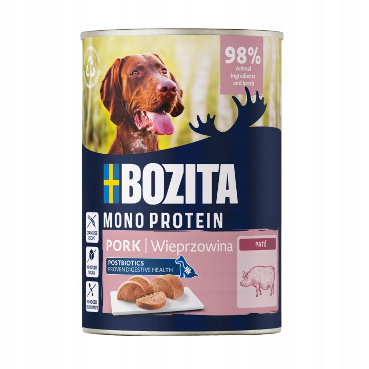 24X BOZITA WET FOOD PATE FOR DOG CAN PORK 400 G Packaging status original