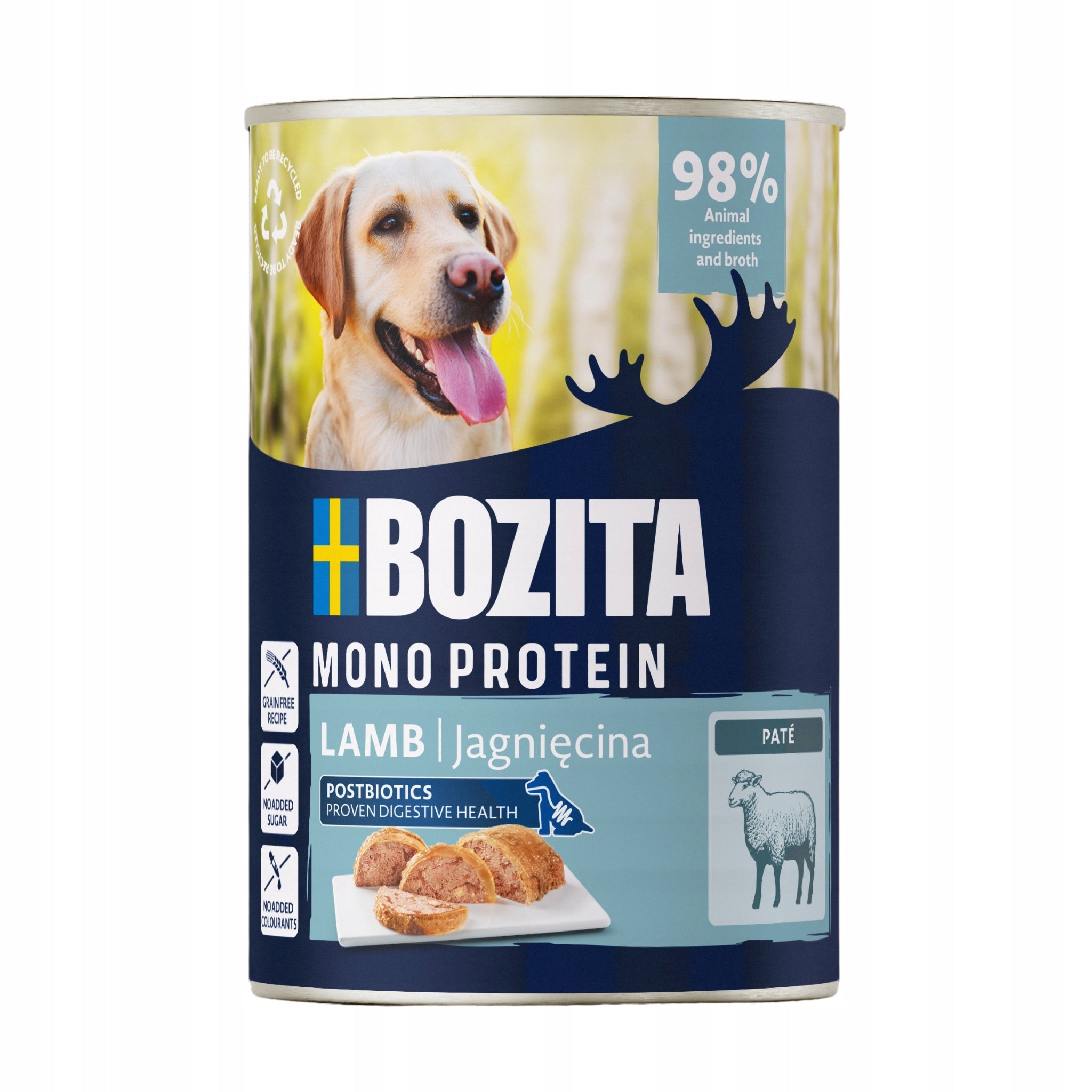 24X BOZITA WET FOOD PATE FOR DOG MONO PROTEIN LAMB 800G Packaging status original