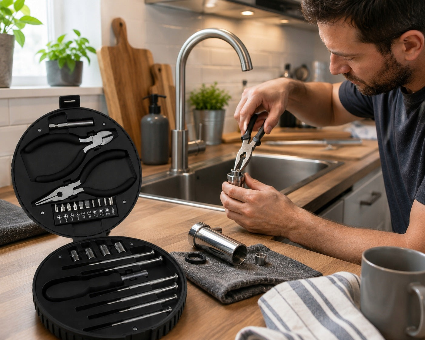 24in1 tool set for gift – bits, pliers, tire-shaped Packaging status original