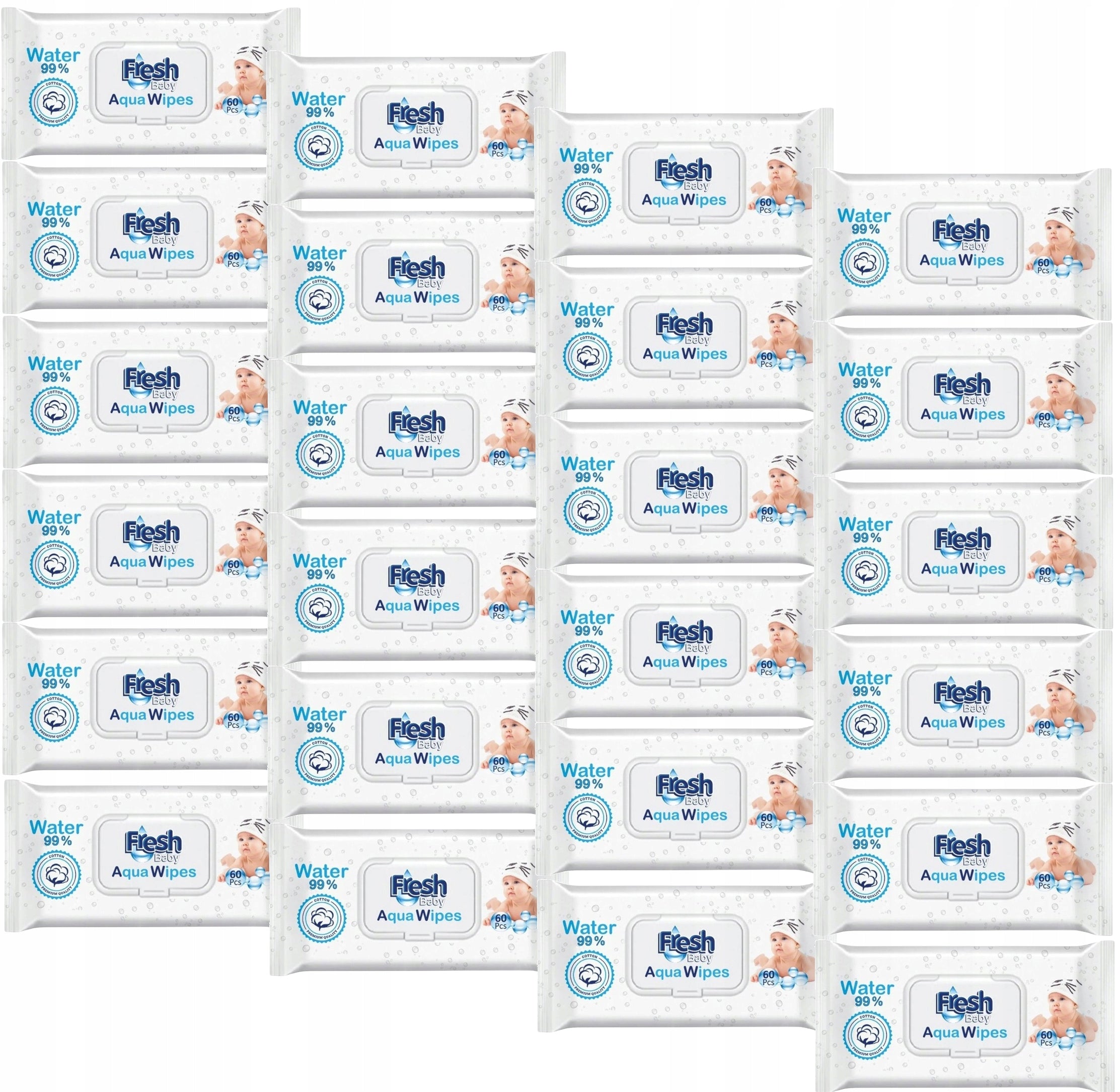 24x AQUAWIPES WET WIPES CHILDREN AQUA WIPES WET 99% 1440pcs Packaging status original