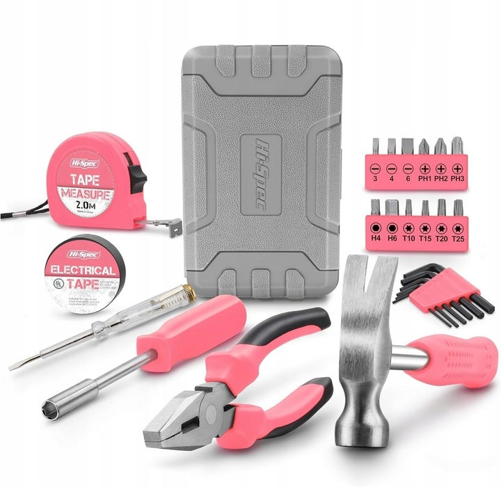 24x SMALL HOME TOOL SET HAND TOOLS FOR WOMEN PINK