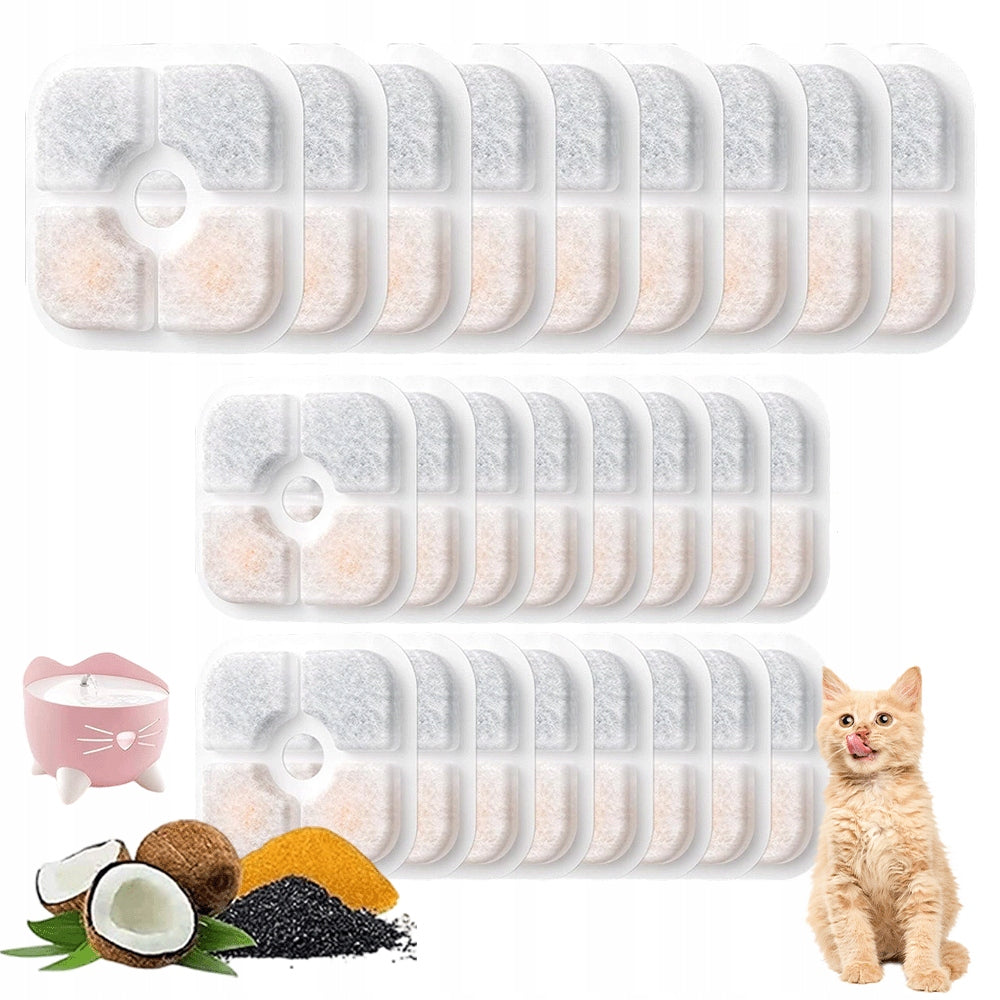 25 PCS 3IN1 FILTERS FOR CAT FOUNTAIN, REMOVES CHLORINE AND ODORS WELL