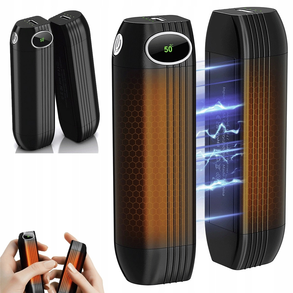 2500MAH HAND WARMERS WITH TEMPERATURE CHIP AND ALUMINUM ALLOY Packaging status original