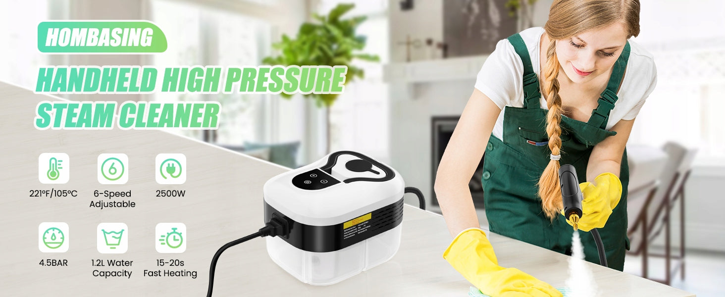 2500W 4.5Bar Steam cleaner, 1200ml, 6-speed and 4 attachments Capacity 1100 l