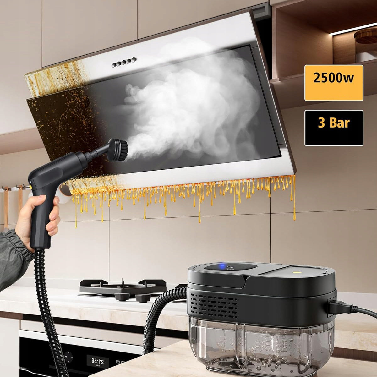2500W HANDHELD STEAM CLEANER, STEAM VACUUM CLEANER FOR ALL KITCHEN FURNITURE Product weight 2.37 kg