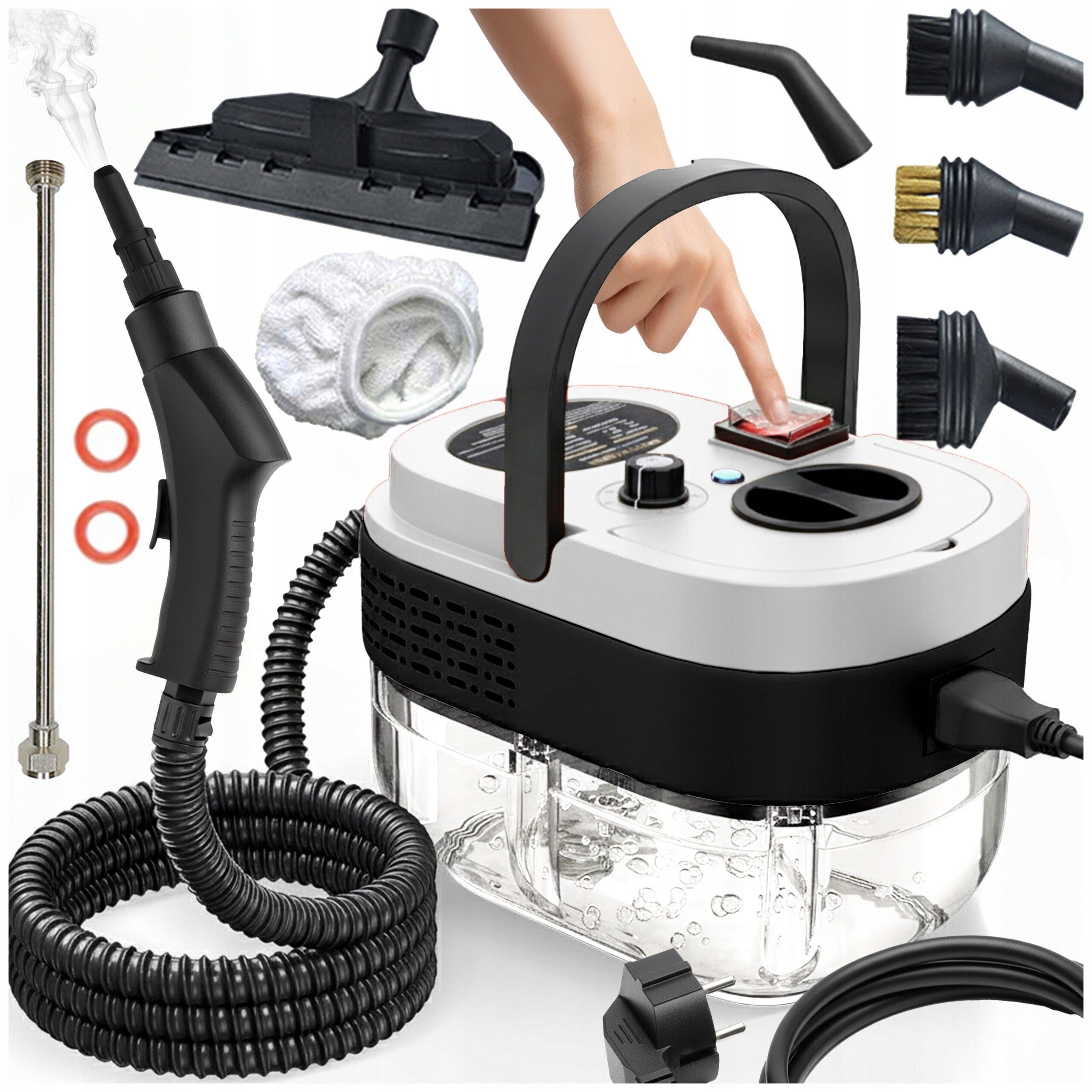 2500W Handheld Steam Vacuum Cleaner, Large 1 Liter Water Tank