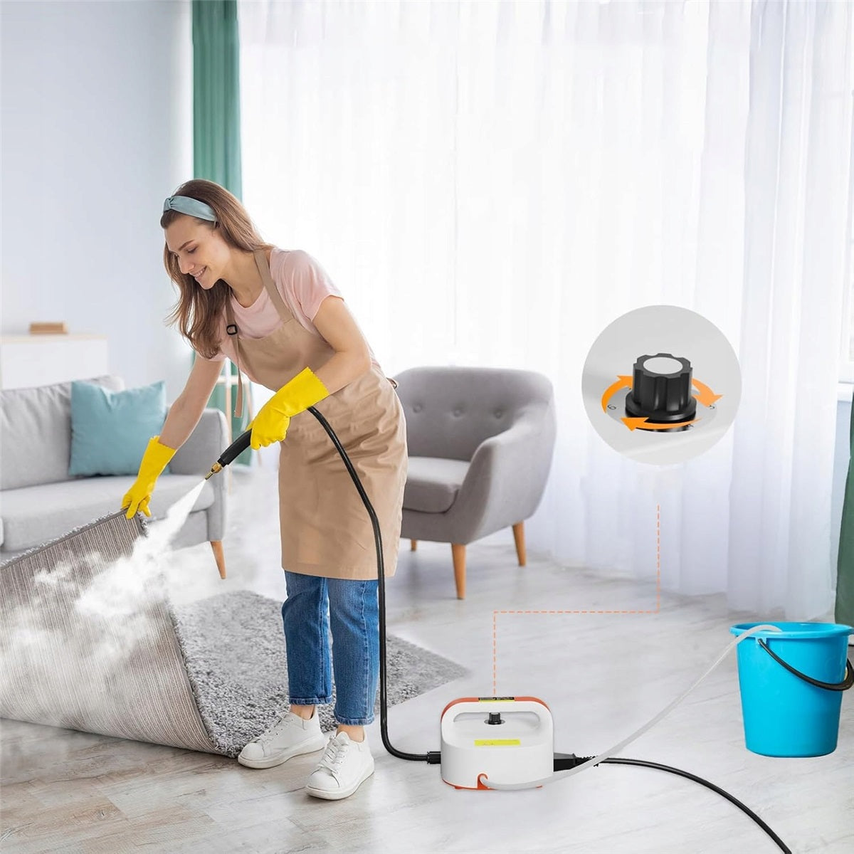2500W High Pressure Steam Cleaner 6 Levels For Carpet And Upholstery Dominant color white
