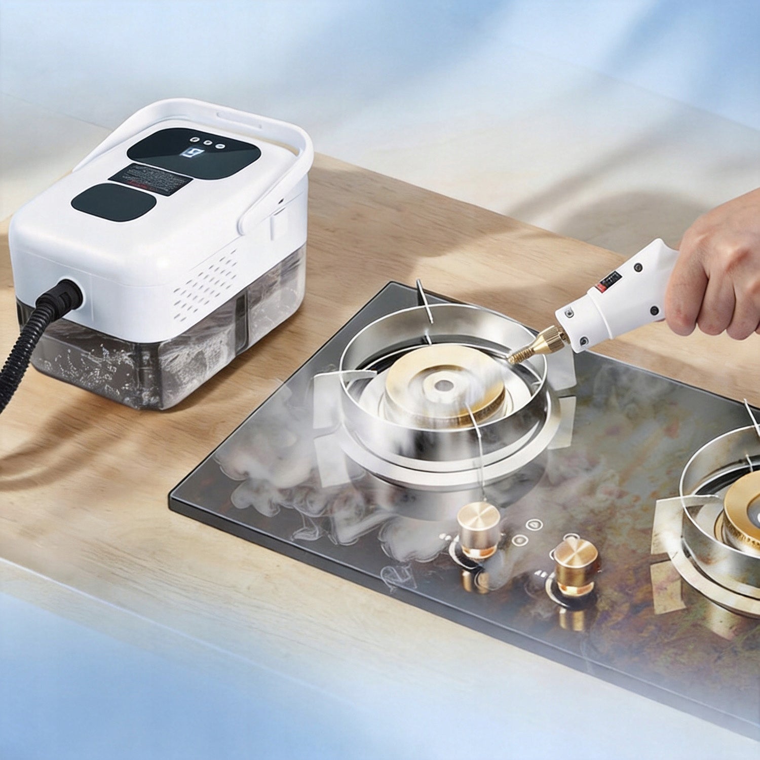 2500W STEAM CLEANER PRESSURE STEAM CLEANER FOR CLEANING SOFA, FLOOR Dominant color white