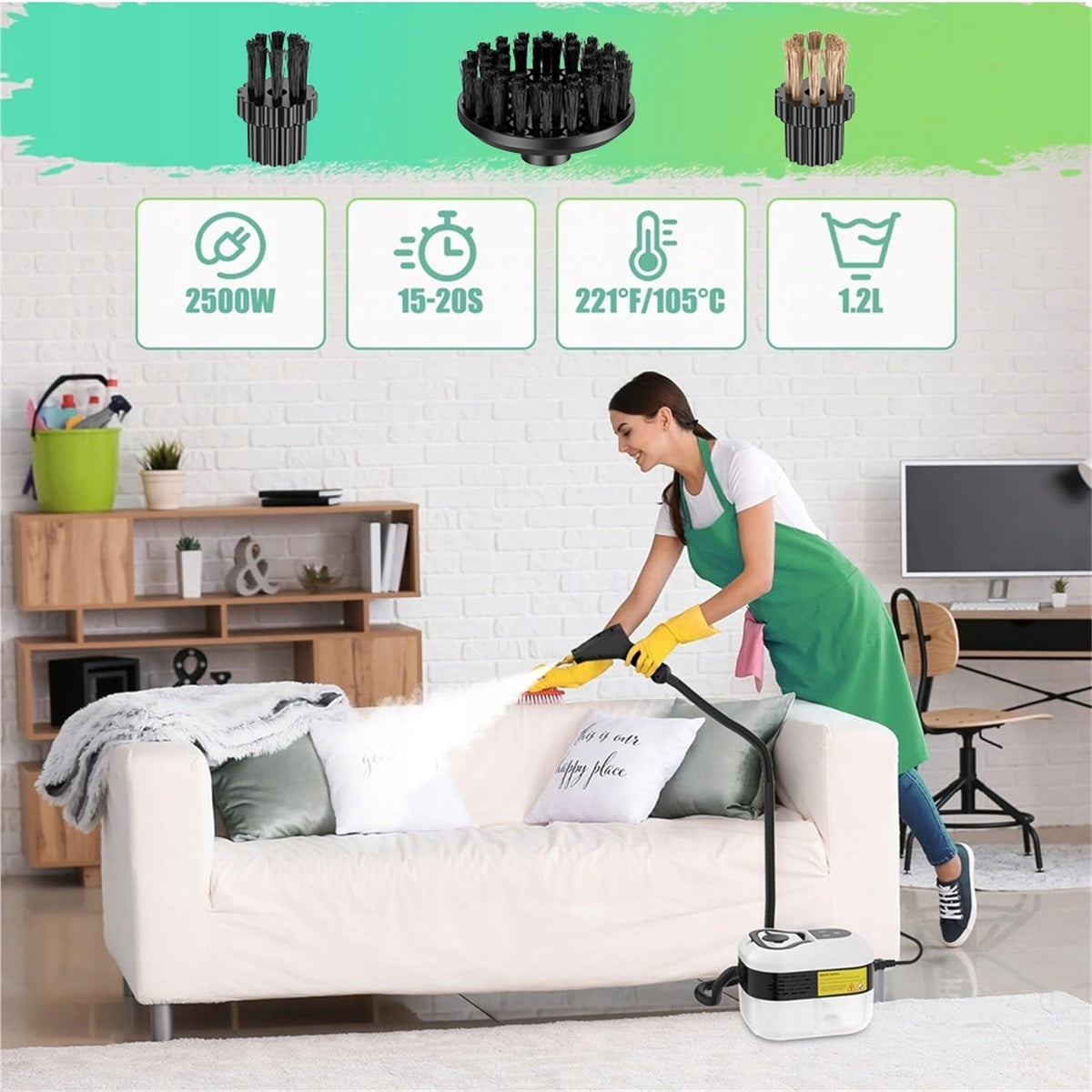 2500W STEAMER WITH LARGE TANK 1200ML FOR FLOOR CLEANING Brand Bedee