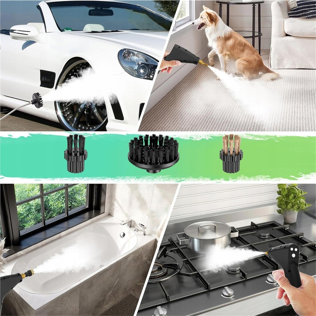 2500W STEAMER WITH LARGE TANK 1200ML FOR FLOOR CLEANING Dominant color white