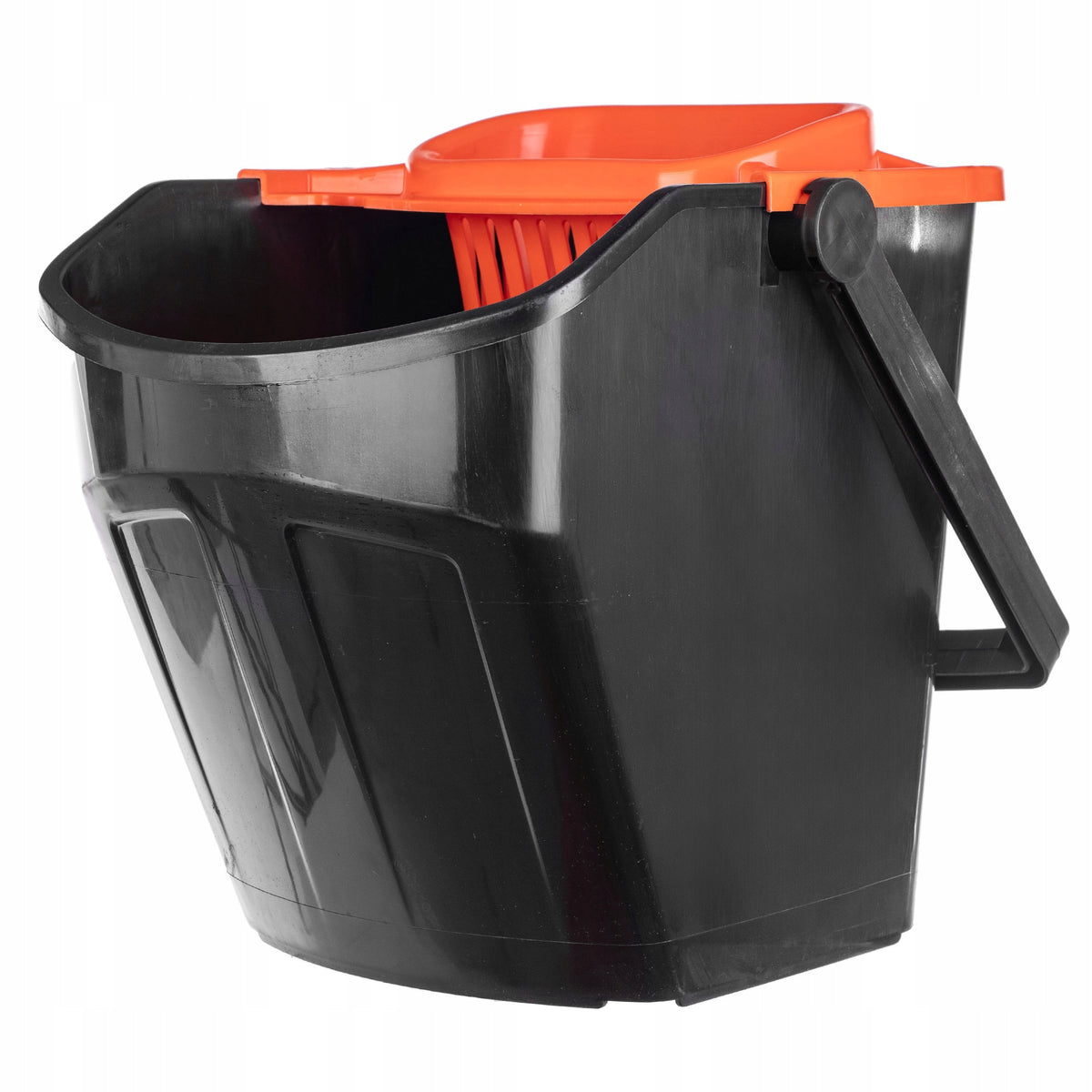25L Bucket with FLAT MOP Squeezer - BLACK-ORANGE