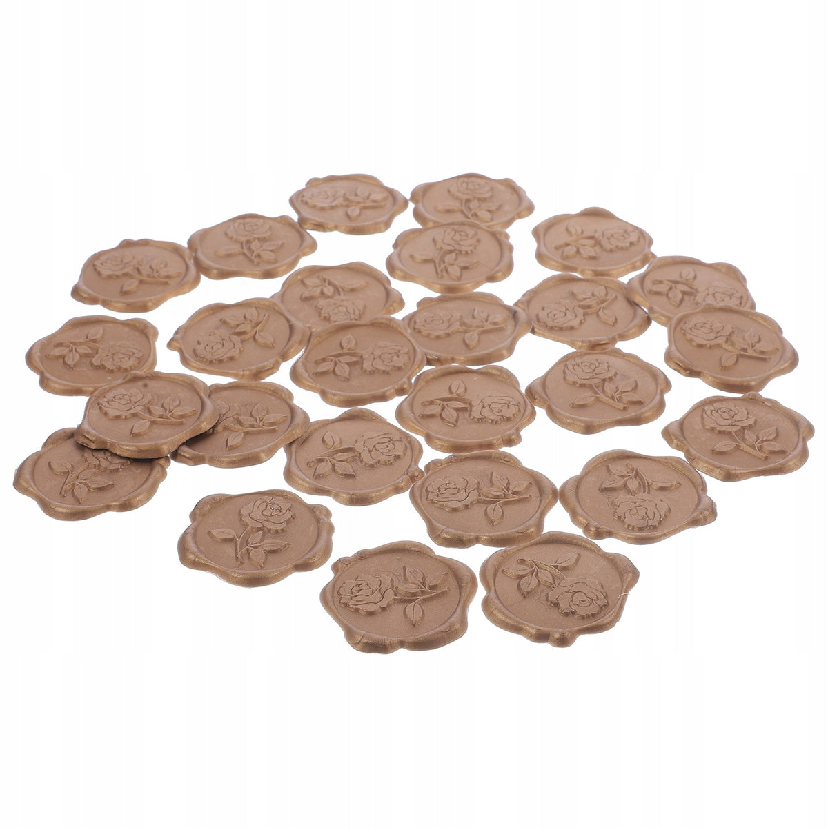 25SZT NAKLEJKI Z PIECZĘCIĄ WOSKU SAMOPRZYLEPNE JASNOBRĄZOWE Label length 30 mm