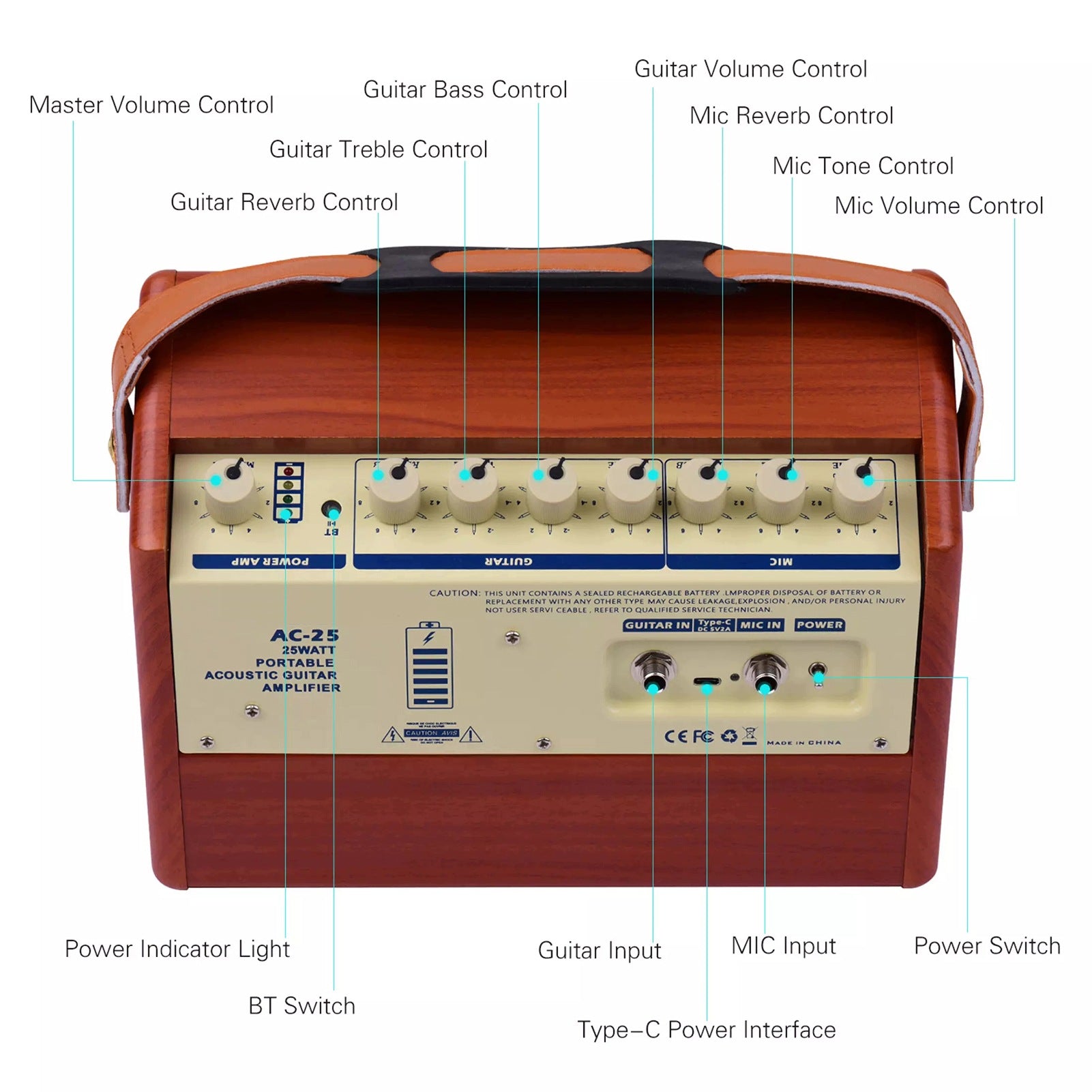 25W Portable Acoustic Guitar Amplifier with O9 Brand no brand
