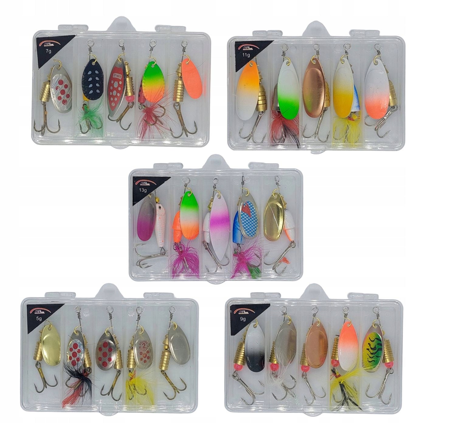 25x SHEET METAL ROTARY set pike perch + 5x BOX 5/7/9/11/13 grams