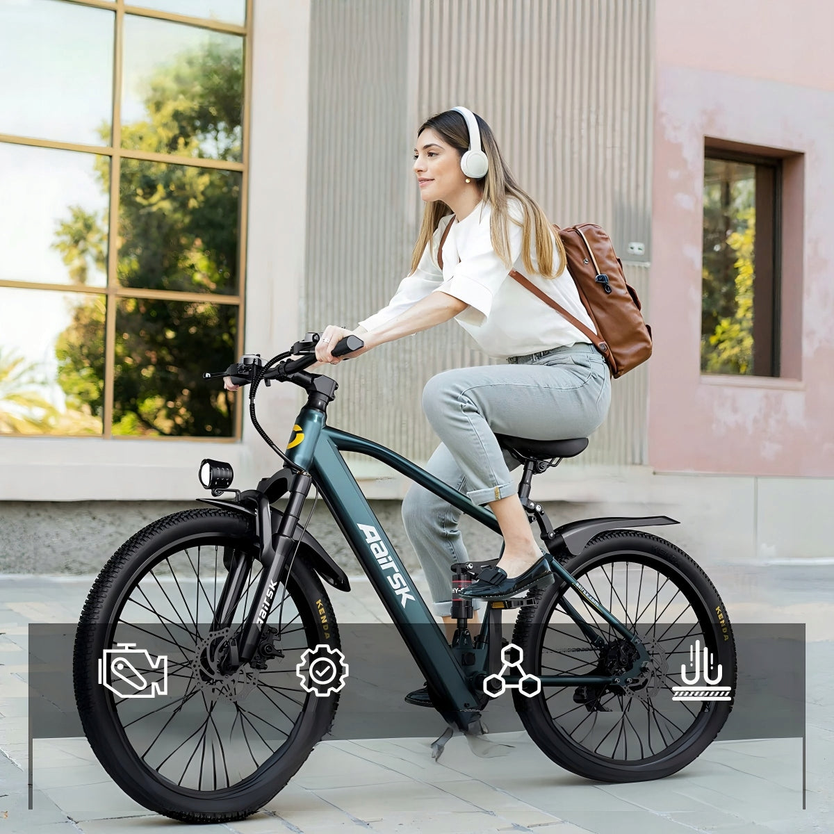 26" Electric Bike Aairsk GT900 250W 36V13AH 70KM SHIMANO-21S NFC MTB black Foldability partially assembled, calibrated