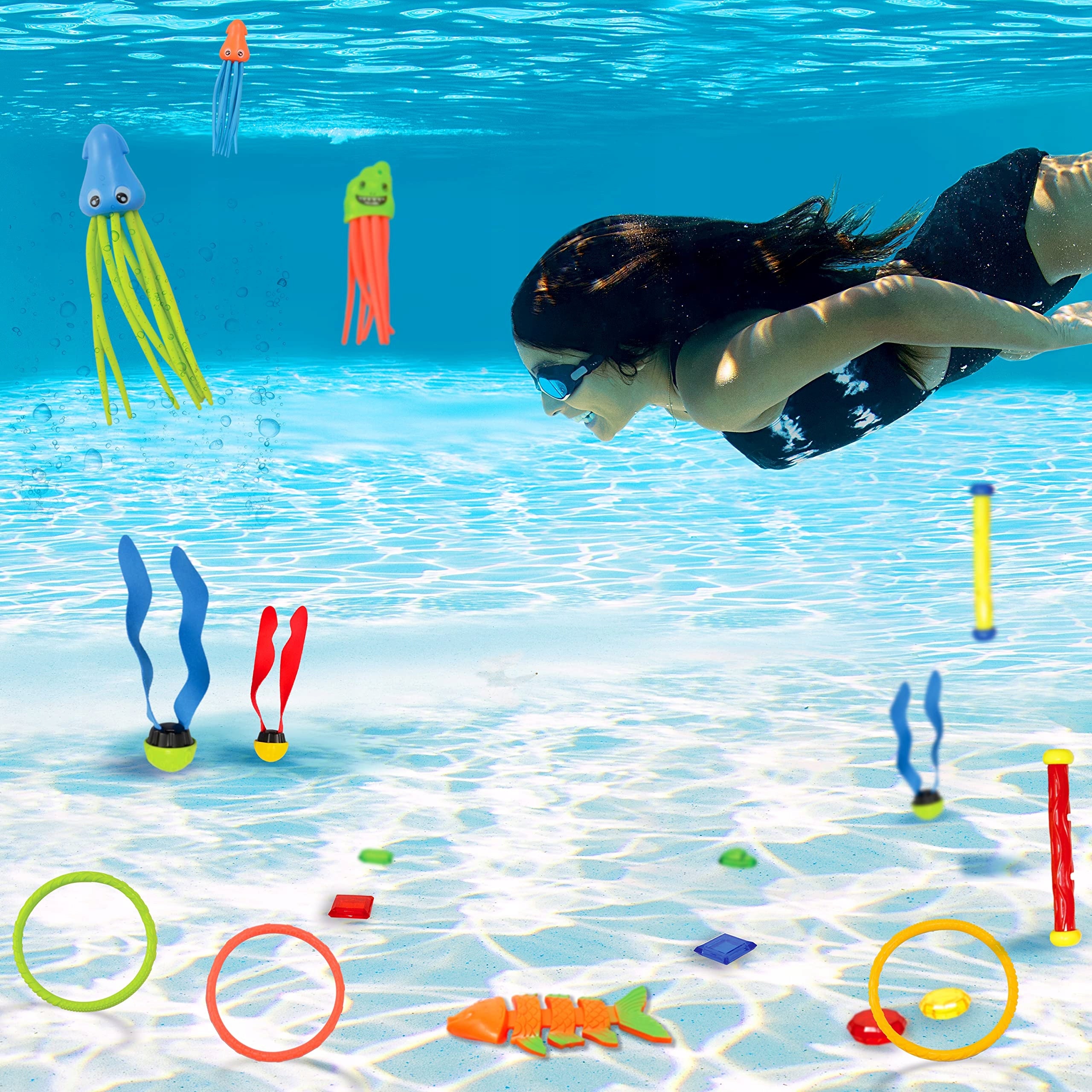 26x DIVING BATHTUB WATER TOYS SET COLORFUL + BAG Brand no brand