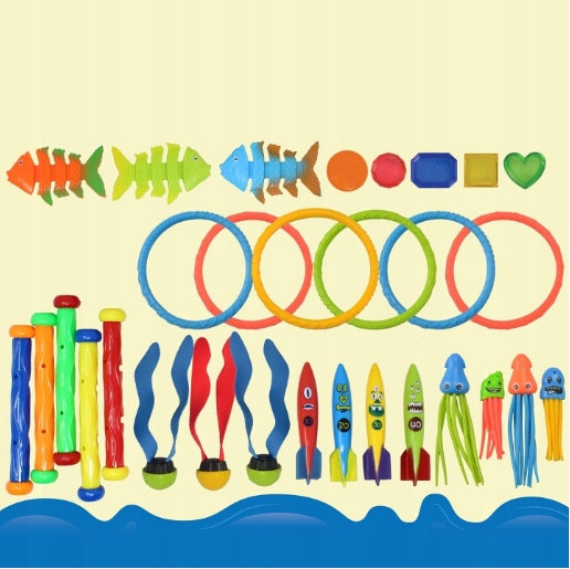 26x DIVING BATHTUB WATER TOYS SET COLORFUL + BAG Manufacturer code 4006743756309