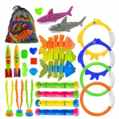 26x DIVING BATHTUB WATER TOYS SET COLORFUL + BAG