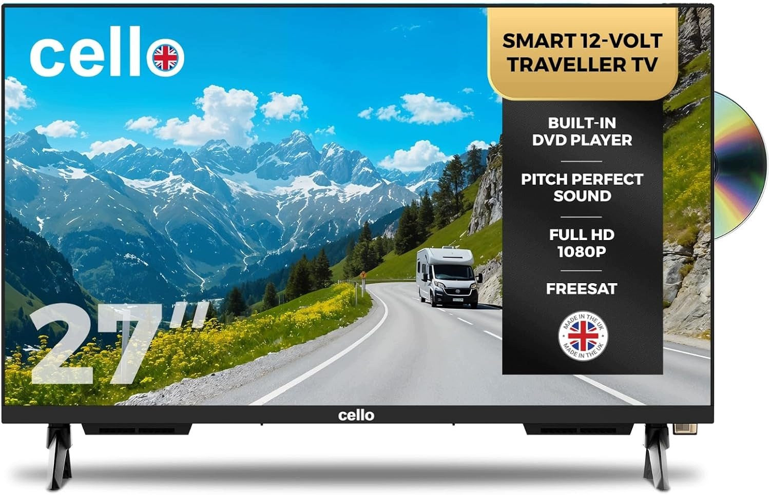 27" FHD 12V TV for Camper Cello C2725WSF-TRAV Smart TV WebOS DVD