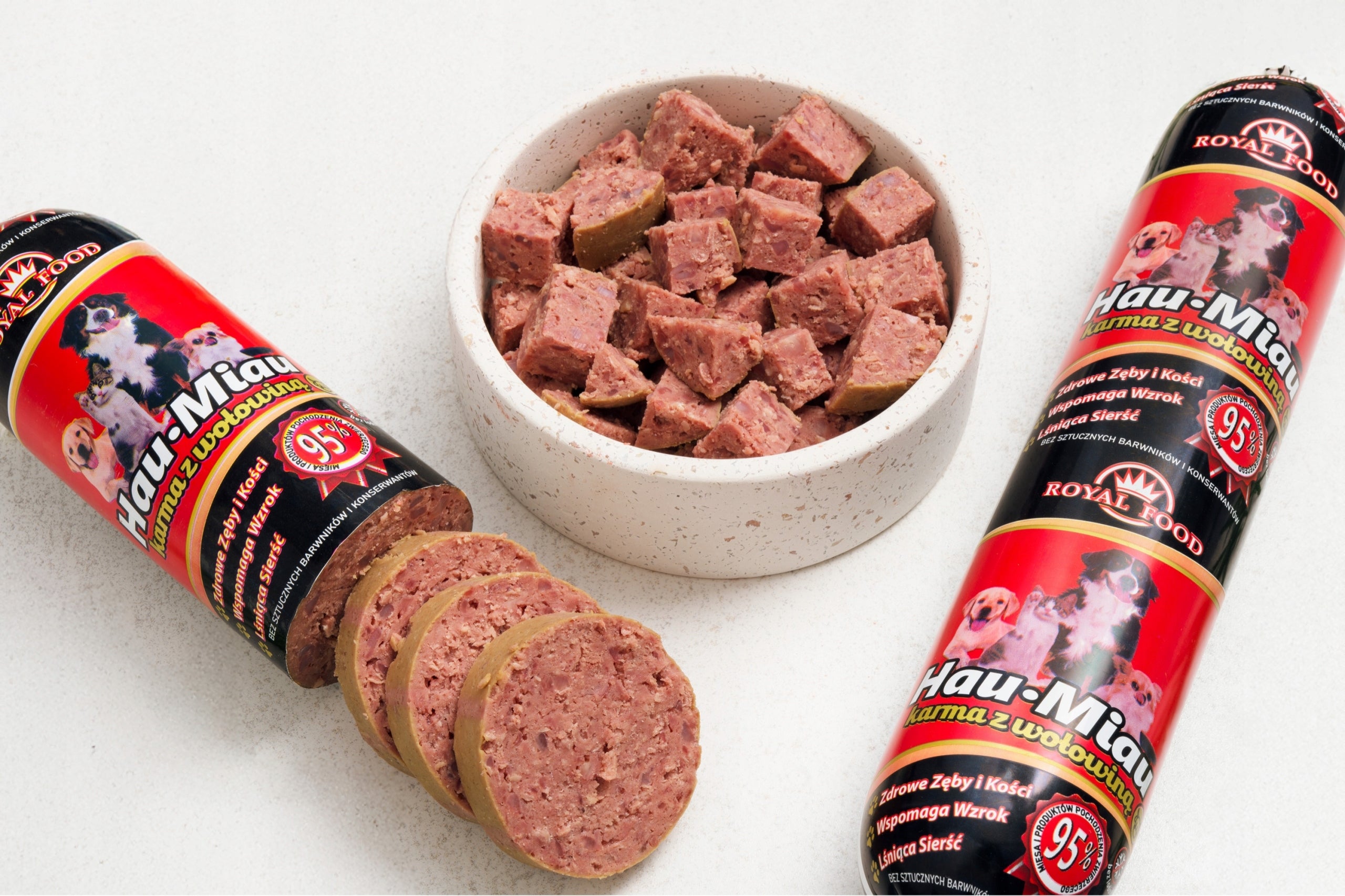 29x0.9KG Dog Food Bar Royal Food Hau Miau Beef 95% Meat Product weight 0.9 kg