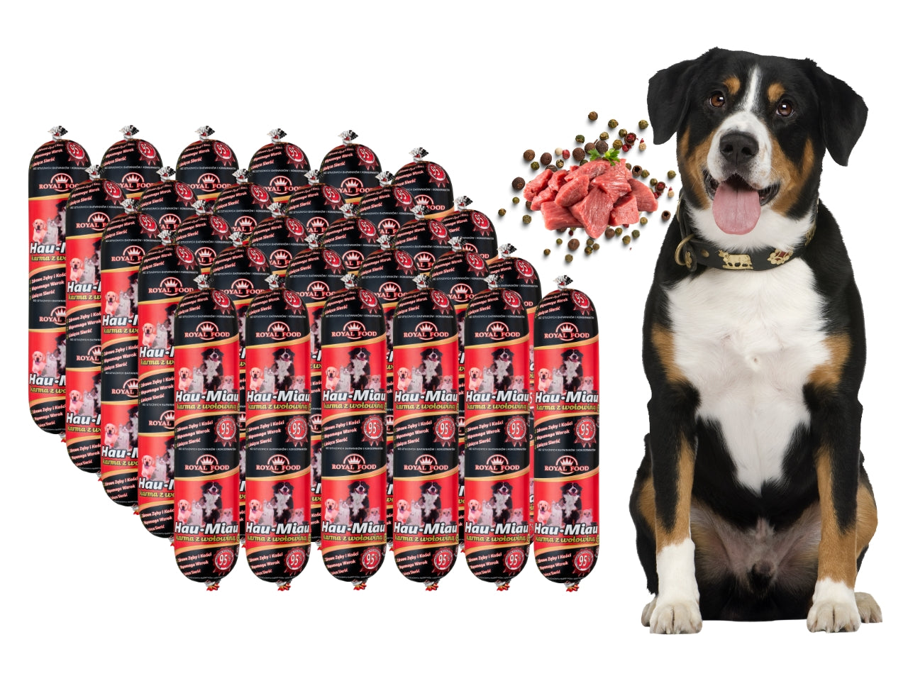 29x0.9KG Dog Food Bar Royal Food Hau Miau Beef 95% Meat