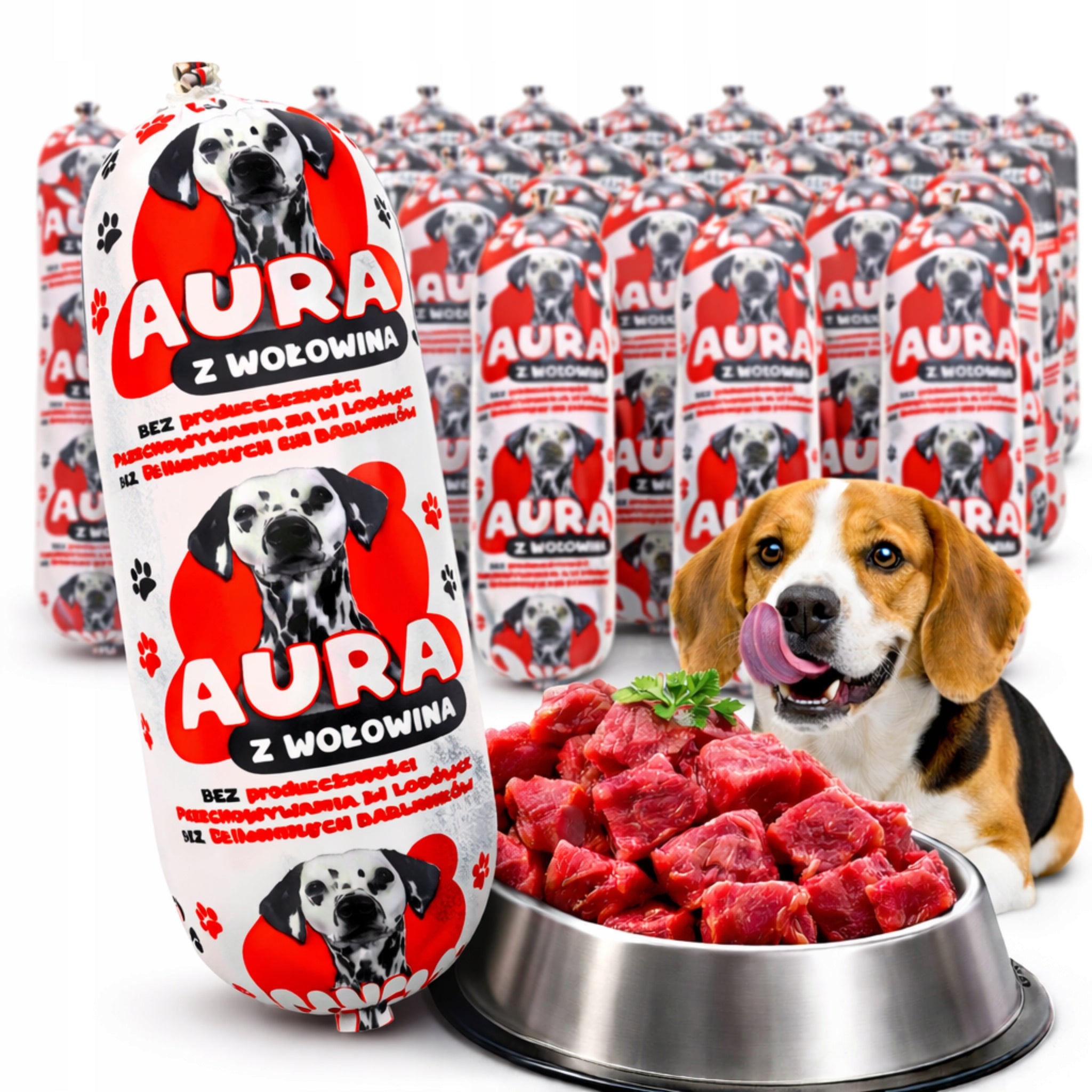 29x1kg Dog Food Bar BEEF PREMIUM 80% Meat Wet Sausage