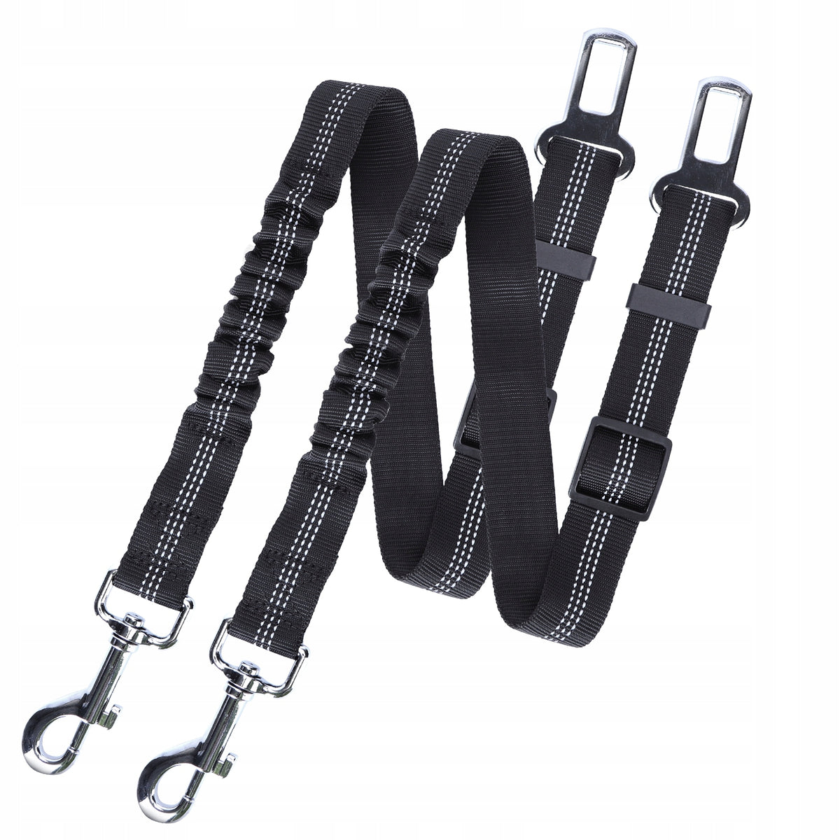 2×Car Harnesses 50-70cm Elastic Adjustable 2pcs Black