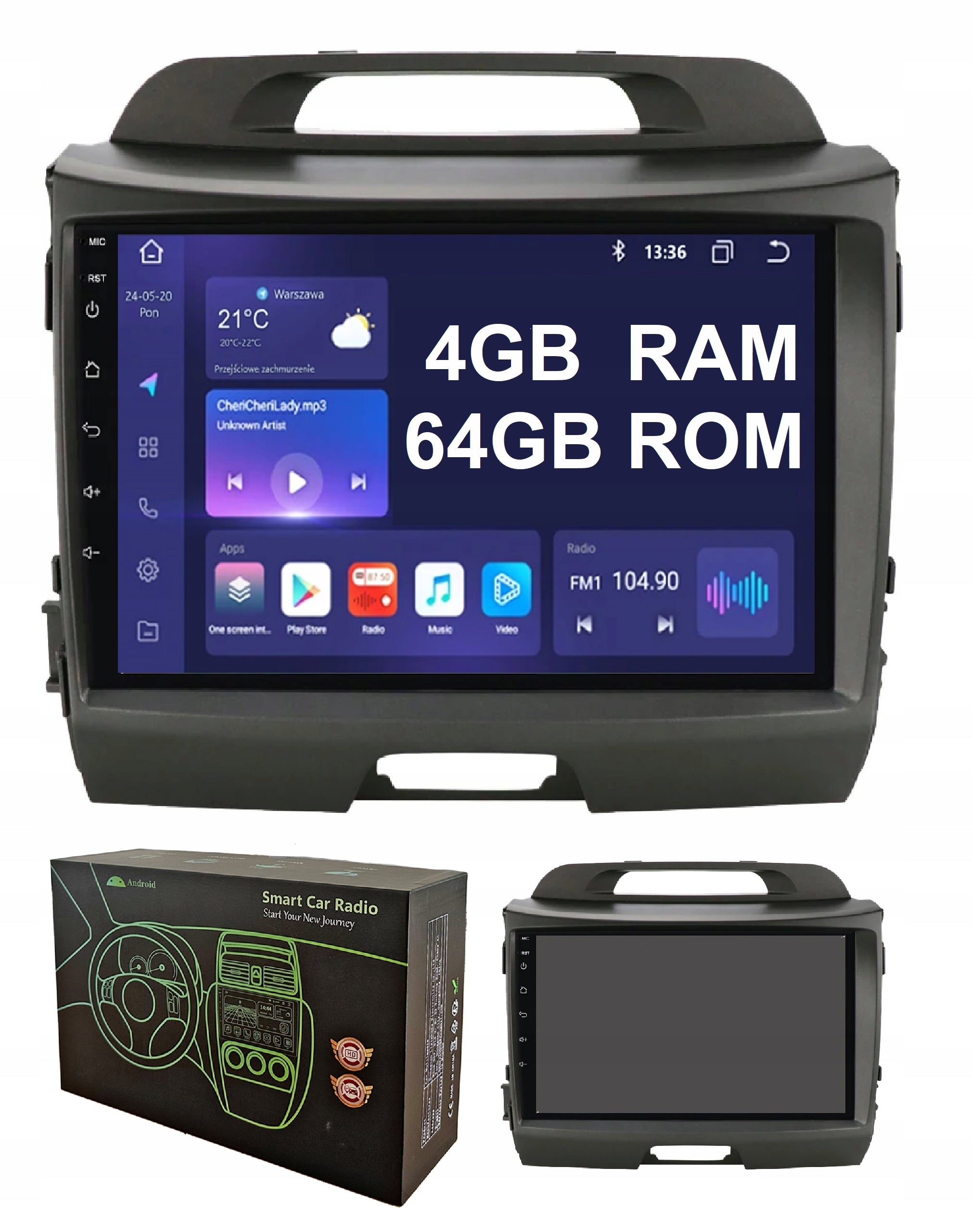 2DIN Android Car Radio for KIA Sportage 3 III - 4/64GB, CarPlay, DSP, LTE, Bluetooth