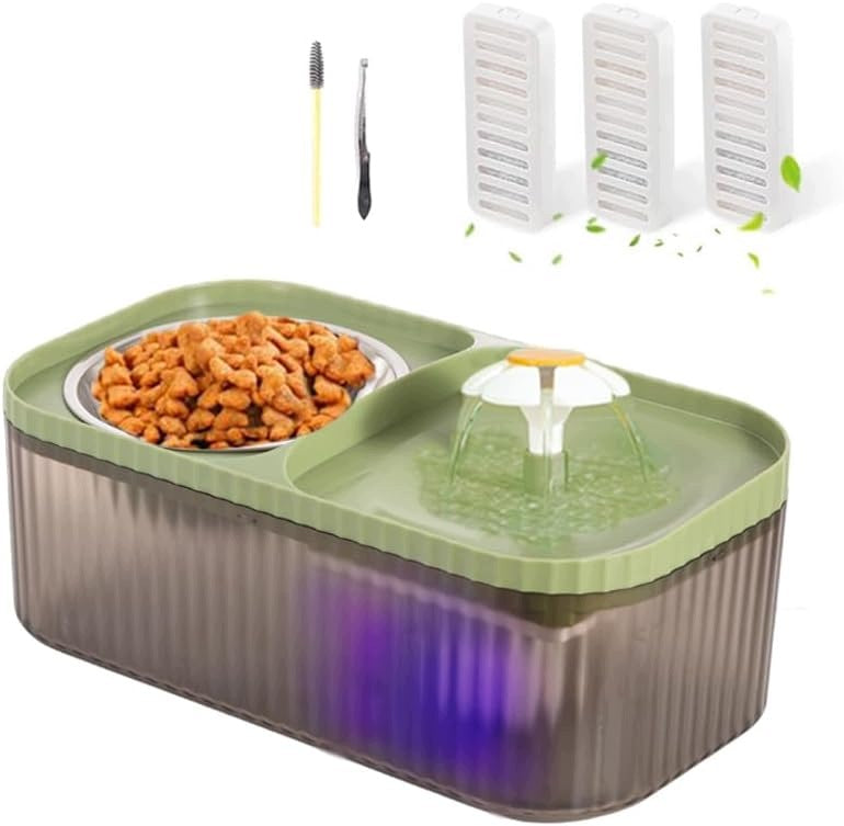 2IN1 CAT FOUNTAIN WITH BOWL 3L STAINLESS STEEL QUIET FILTERS