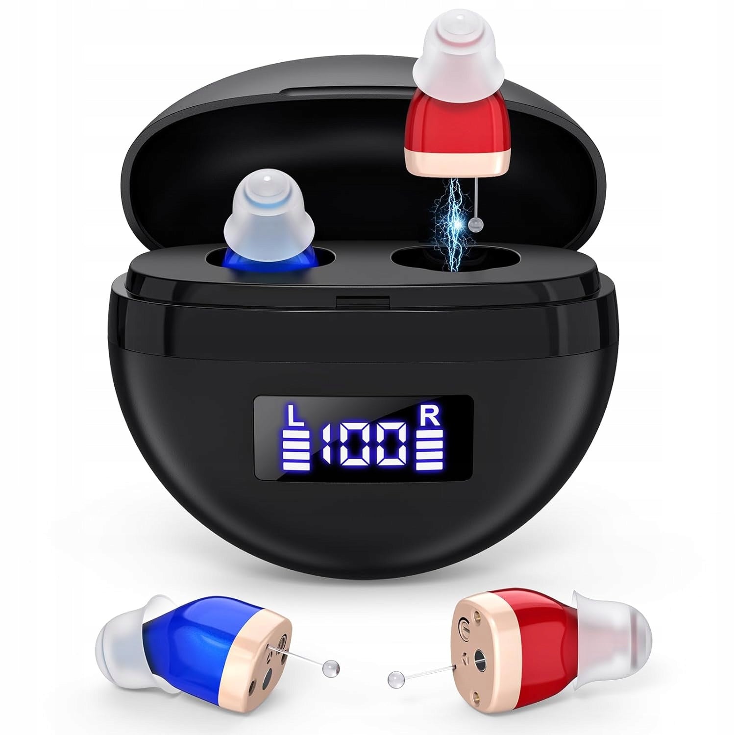 2IN1 CORDLESS DIGITAL HEARING AIDS IN MAGNETIC CASE FOR Medical device no
