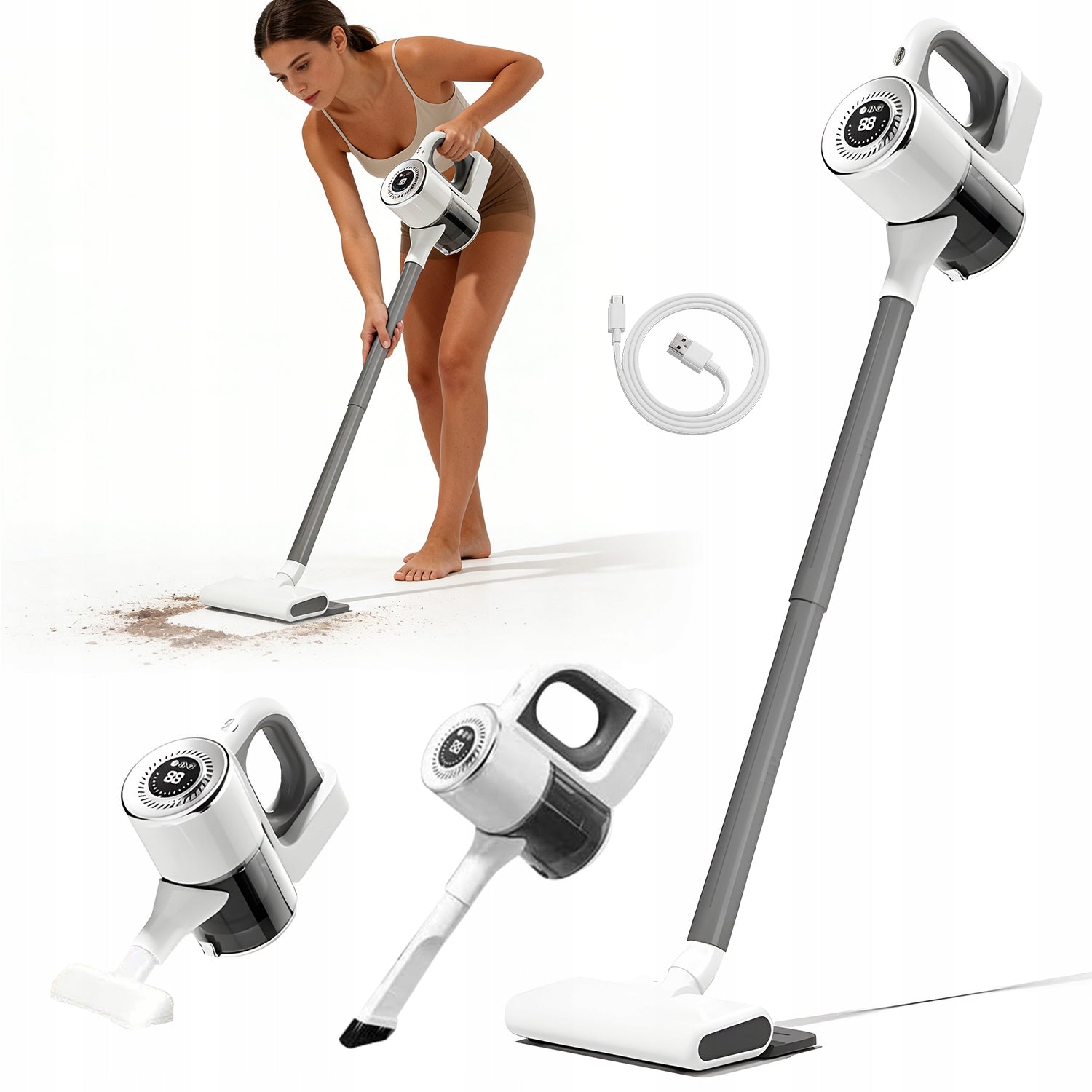 2IN1 CORDLESS VACUUM CLEANER LIGHTWEIGHT 3 FILTERS 3 CLOTHS FOR HOME AND OFFICE