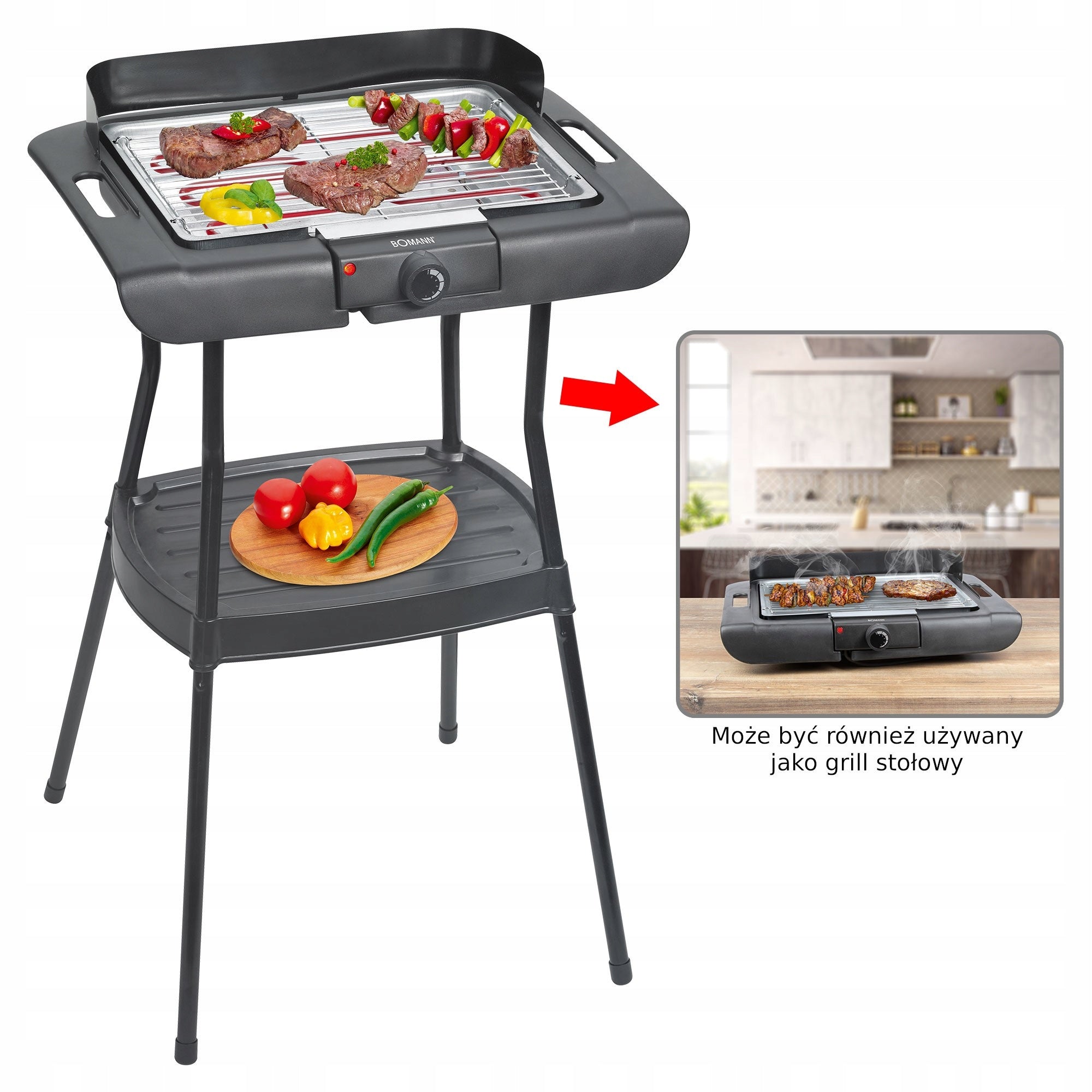 2IN1 ELECTRIC GRILL TABLE AND STANDING BOMANN BQS 2244 CB Manufacturer code 622441