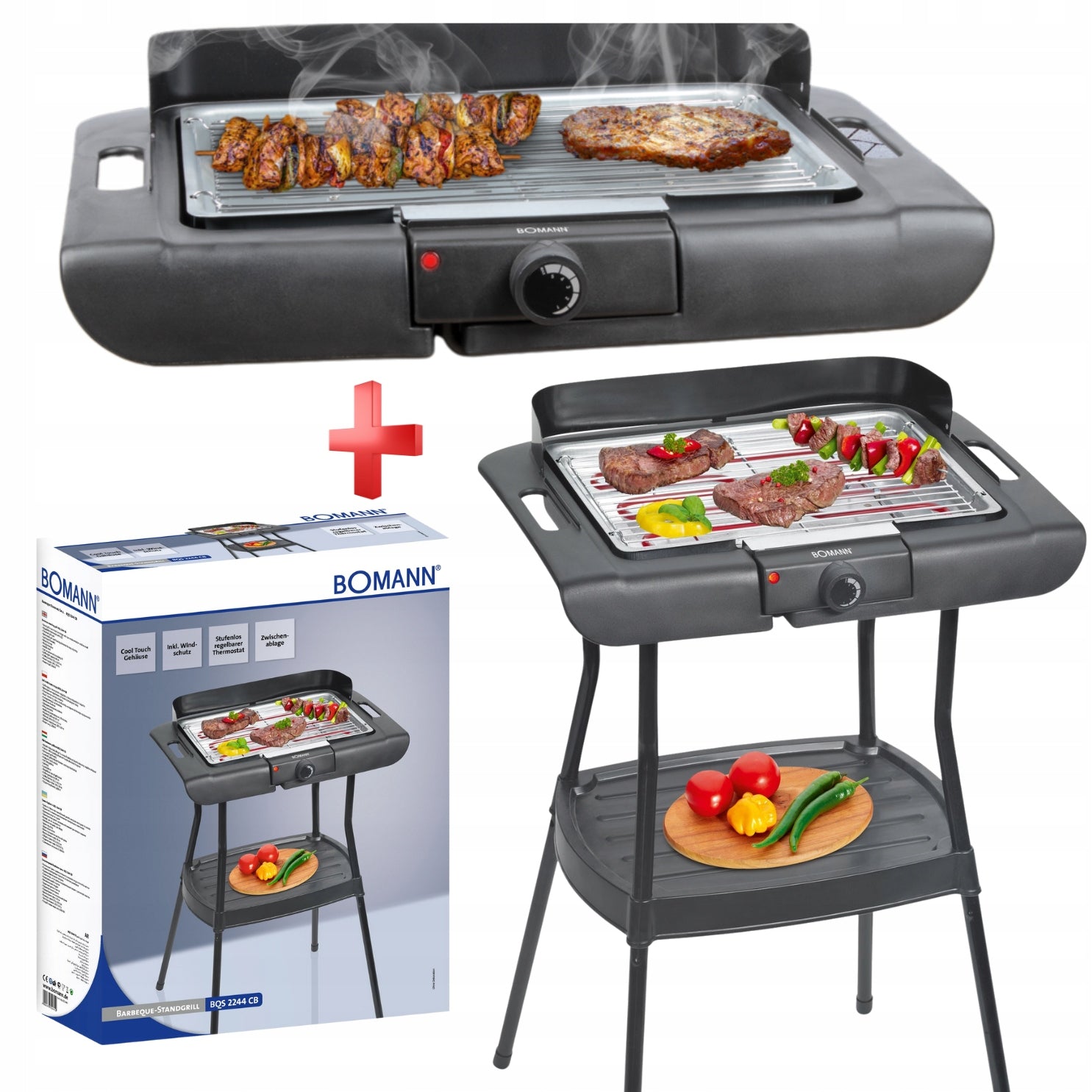2IN1 ELECTRIC GRILL TABLE AND STANDING BOMANN BQS 2244 CB