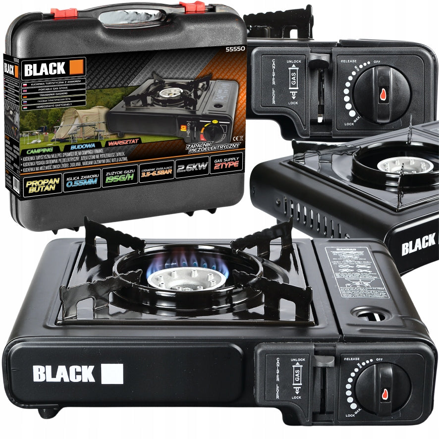 2IN1 PORTABLE FIELD TOURIST GAS COOKER BLACK