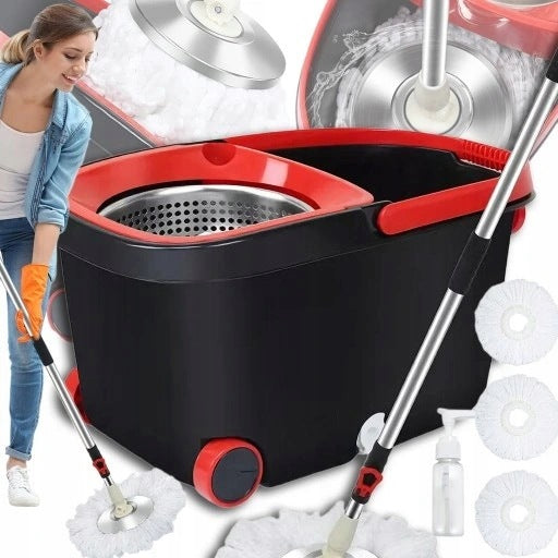 2IN1 ROTARY MOP 360° ROTATING FLOOR TURBO 3 OVERLAY MICROFIBER BUCKET