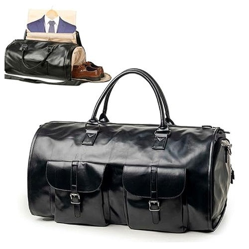 2IN1 TRAVEL BAG FOR CLOTHES PU LEATHER WATERPROOF FOR Leather Gift