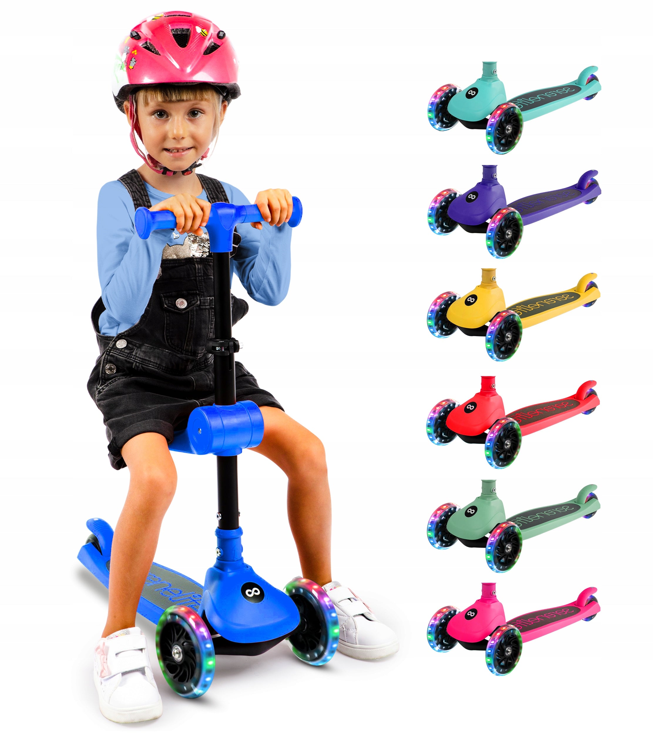 2IN1 TRICYCLE SCOOTER FOR KIDS TO 12 YEARS ADJUSTABLE WHOLESALE - BLUE Color black blue