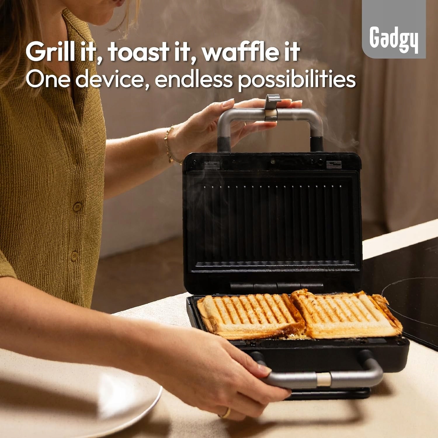2IN1 WAFFLE MAKER AND SANDWICH TOASTER 600W REMOVABLE LED PLATES Power rating 800 W
