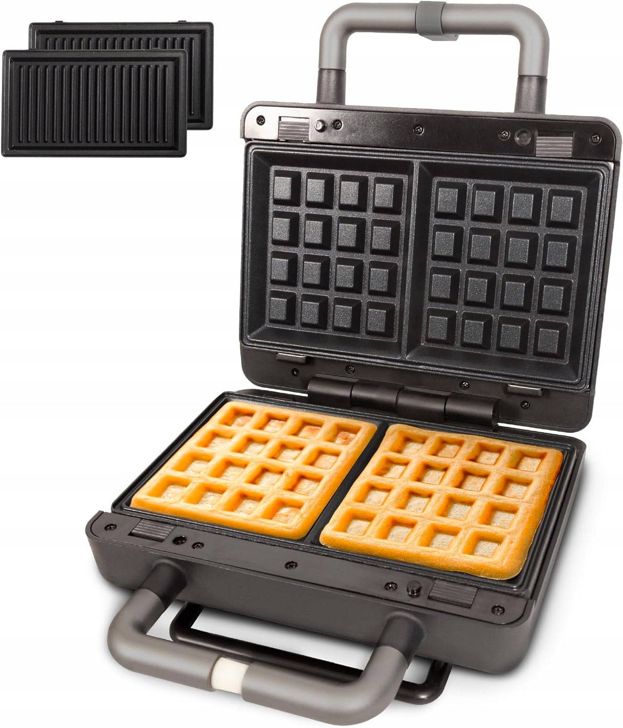 2IN1 WAFFLE MAKER AND SANDWICH TOASTER 600W REMOVABLE LED PLATES