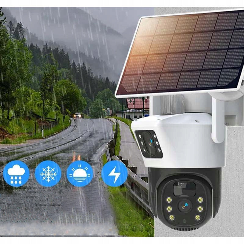 2IN1 WIFI 2X4MP OUTDOOR ROTATING WIRELESS DUAL SOLAR CAMERA Packaging status original