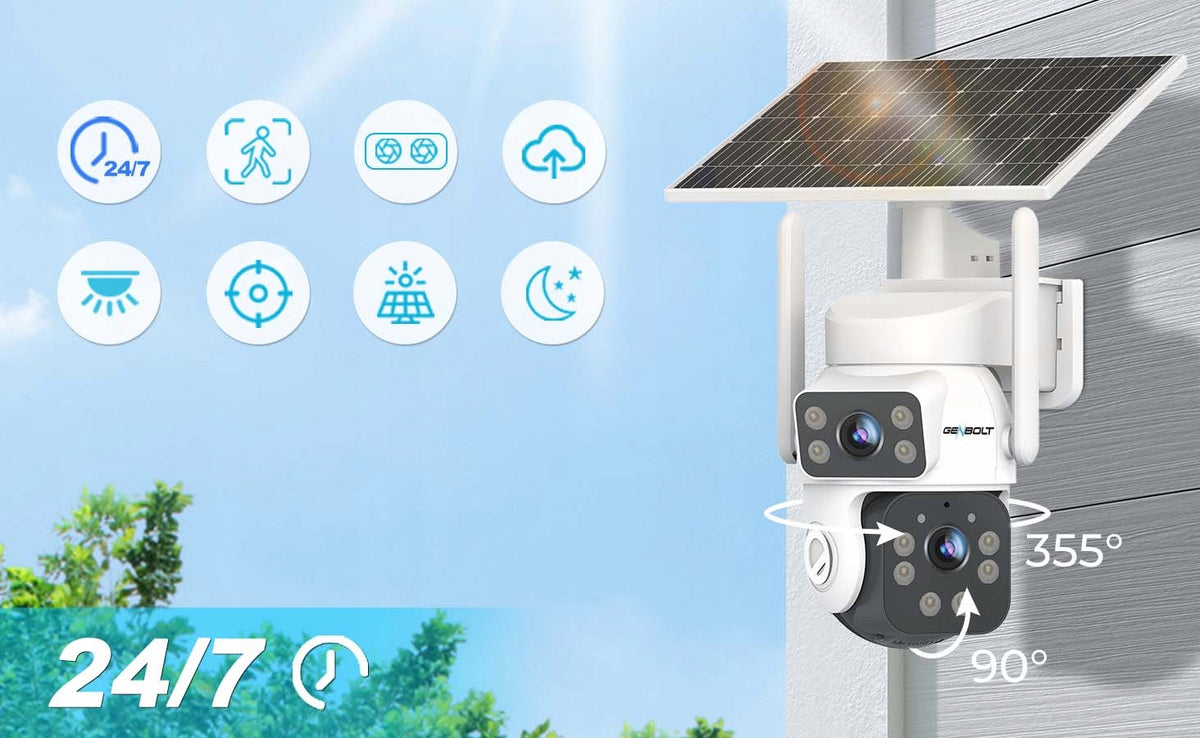 2K 3MP+3MP Wireless Outdoor 7/24 Recording 8W IP Solar Camera Battery WIFI Packaging status original