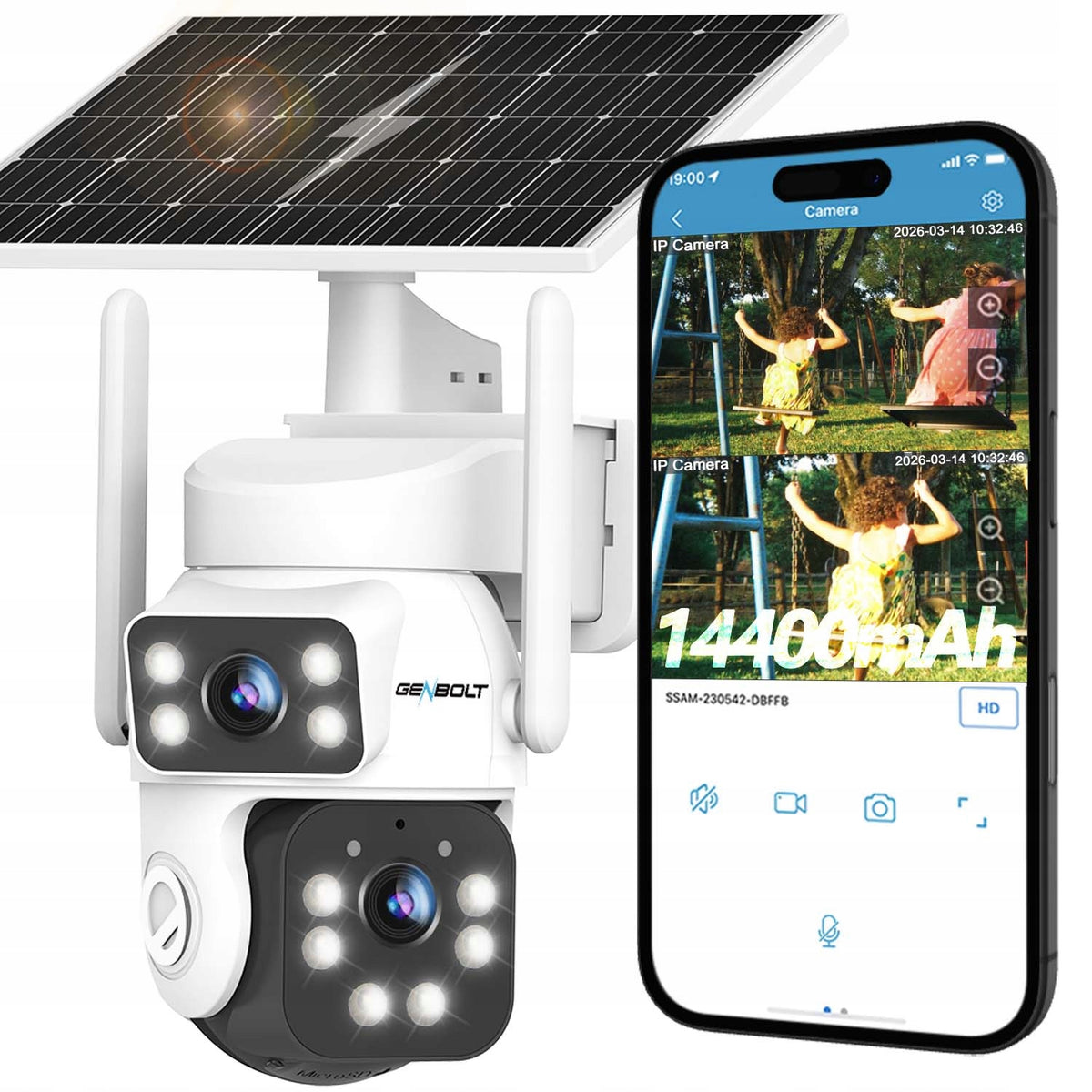 2K 3MP+3MP Wireless Outdoor 7/24 Recording 8W IP Solar Camera Battery WIFI