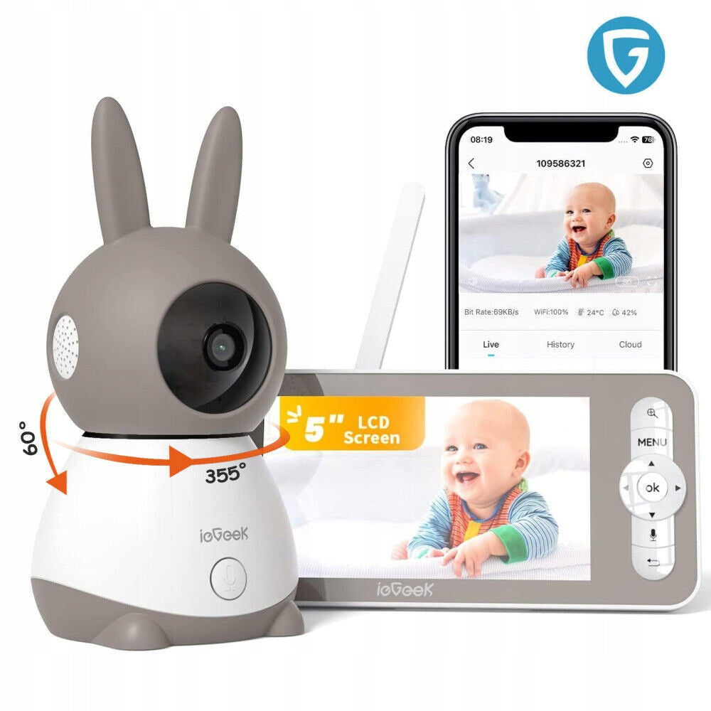 2K 3MPx BABY MONITOR ELECTRONIC CAMERA WIFI MONITOR 5'' LCD + ROTARY HOLDER Brand ieGeek