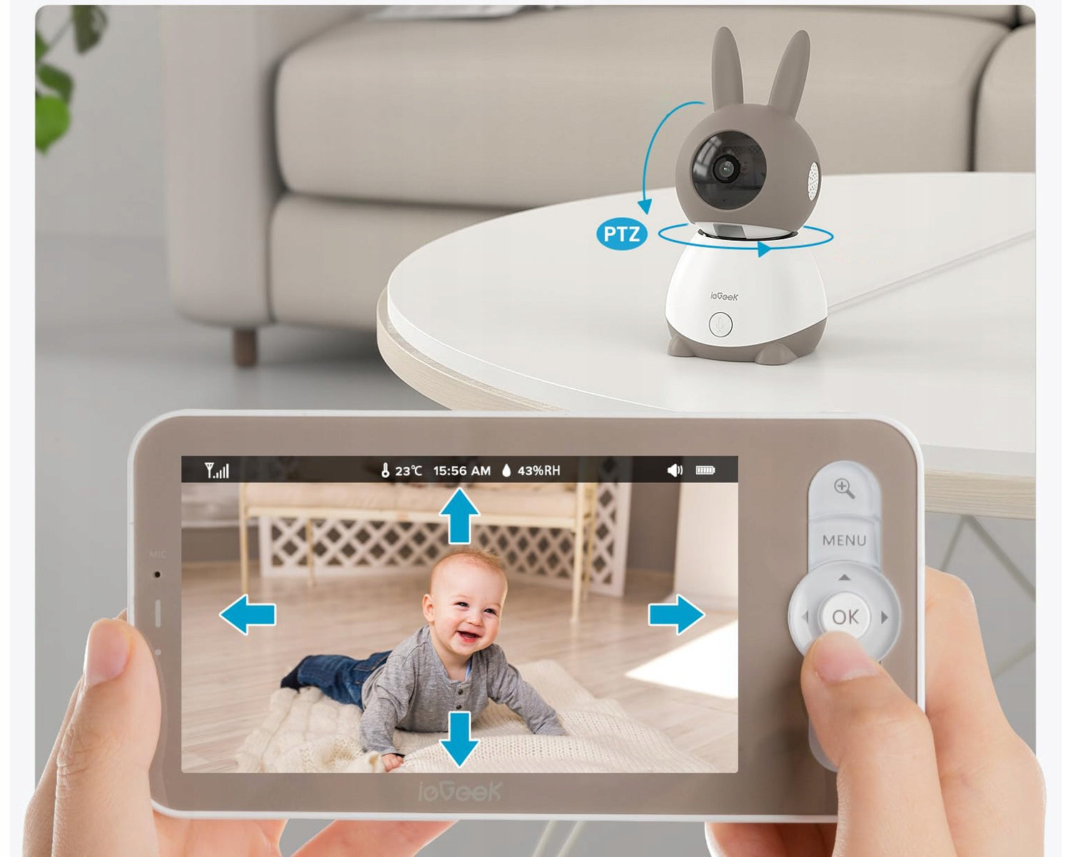 2K BABY MONITOR ELECTRONIC CAMERA WIFI MONITOR 5'' LCD & 32GB SWIVEL MOUNT Packaging status original