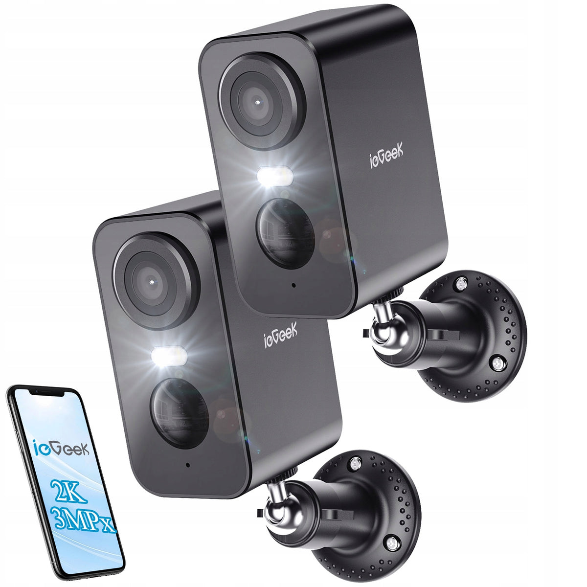 2K BATTERY OPERATED CAMERA WIRELESS AUDIO IP WIFI 3MPx DOUBLE SIDED AUDIO X 2