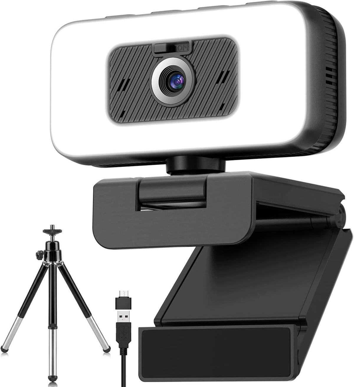 2K Webcam USB Microphone LED Lamp Zoom Conferences